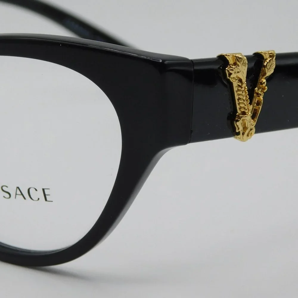 NEW VERSACE VE3282 GB1 BLACK CAT EYE WOMEN AUTHENTIC EYEGLASSES 53-19-140 - Picture 4 of 11